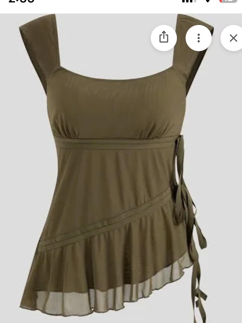 Cider Olive Side-Tie Square Neck Tank